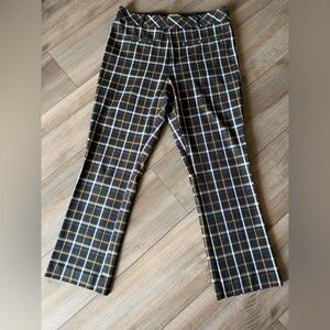 Anthropologie Black Plaid Trousers with Mustard and White Checks